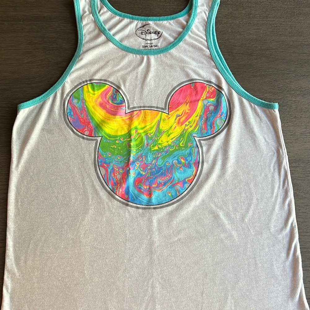 MENS Rainbow 🌈 Disney Mickey Mouse 🐭 Shirt Tank Top Size Small